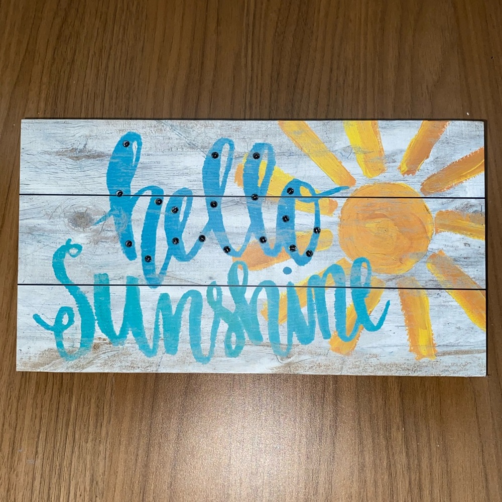 Kohl's Hello Sunshine Turquoise and Yellow Wall Plaque